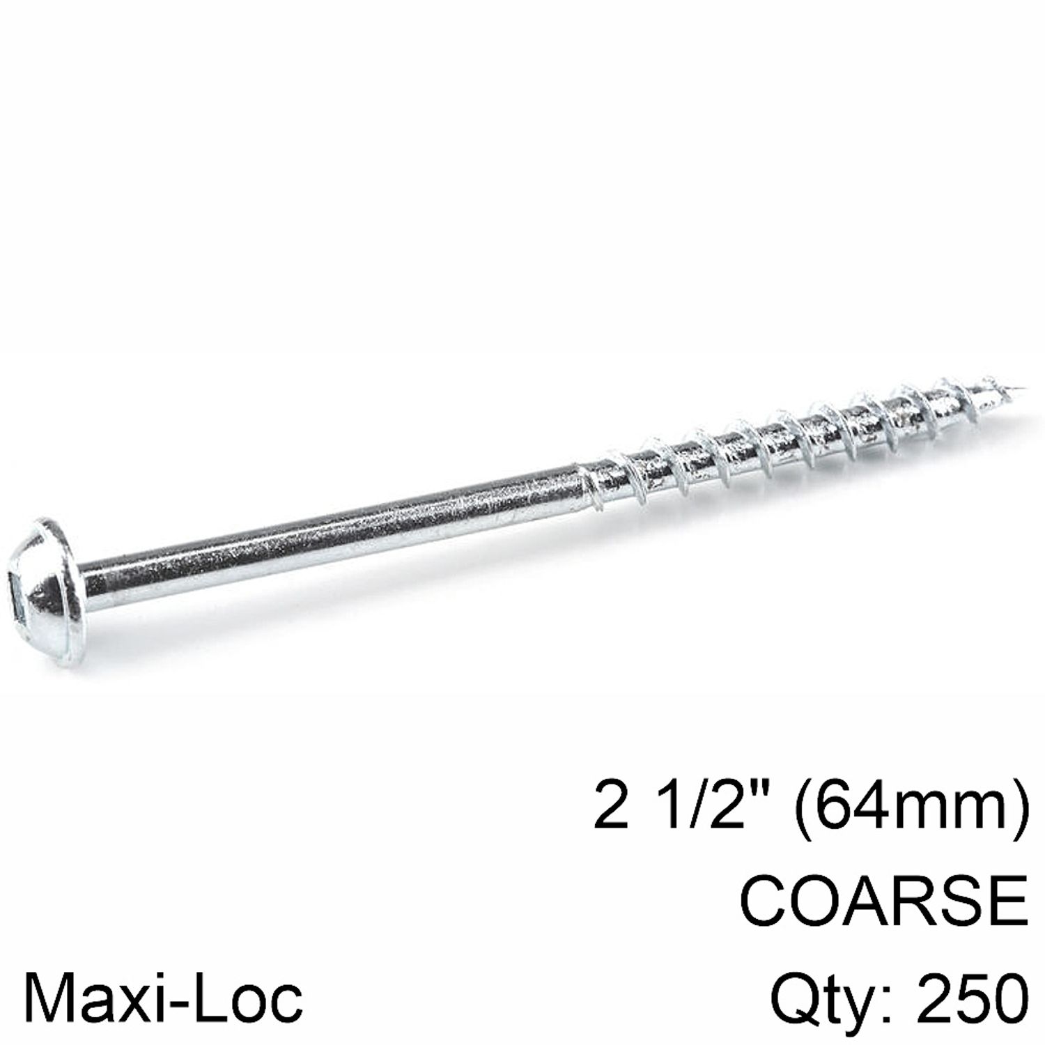 KREG Zinc Pocket Hole Screws 64mm 2.50' #8 Coarse Thread Mx Loc 250ct
